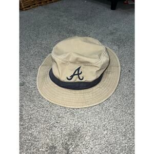 MLB Atlanta Braves khaki cotton bucket hat